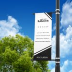 Free Lamppost Banner Mockup PSD Template