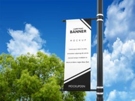 Free Lamppost Banner Mockup PSD Template
