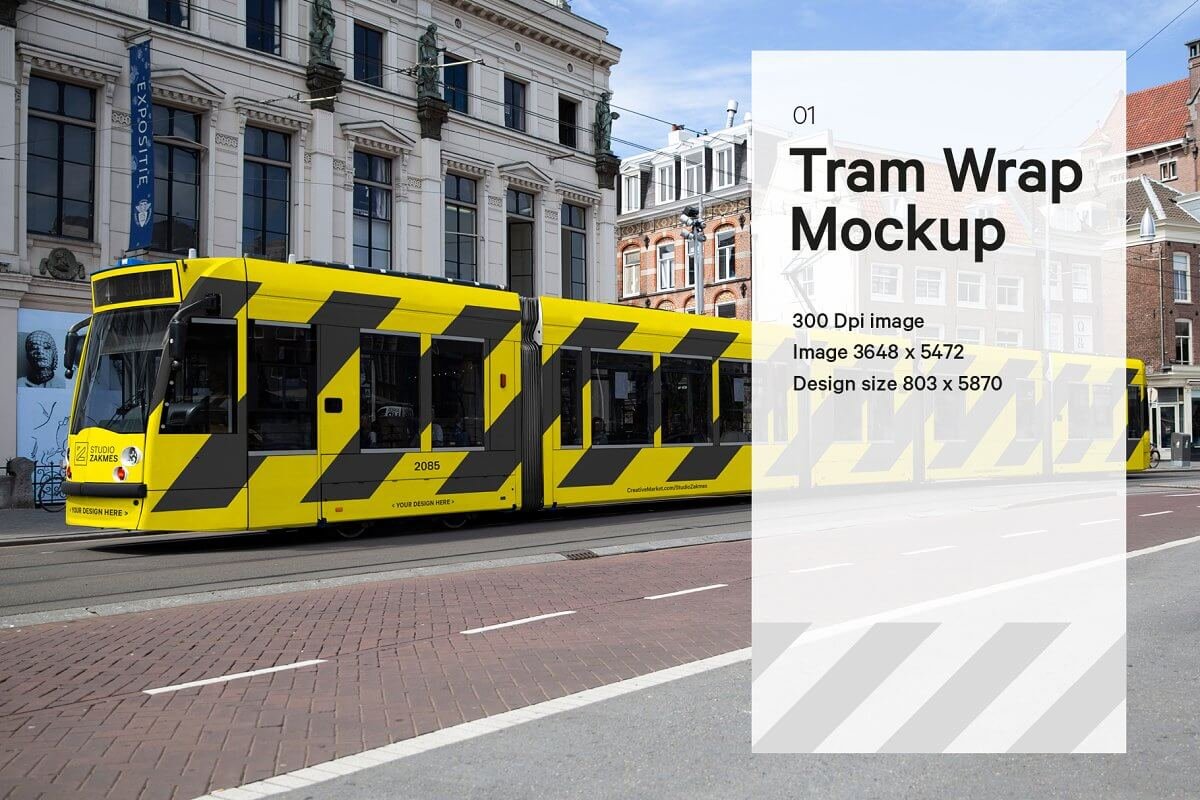 City Tram Wrap Mockup