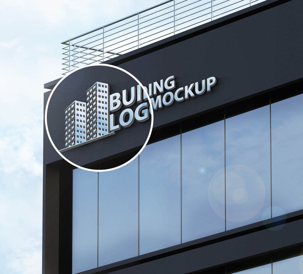 Close Up Of a Free Building Logo Mockup PSD Template