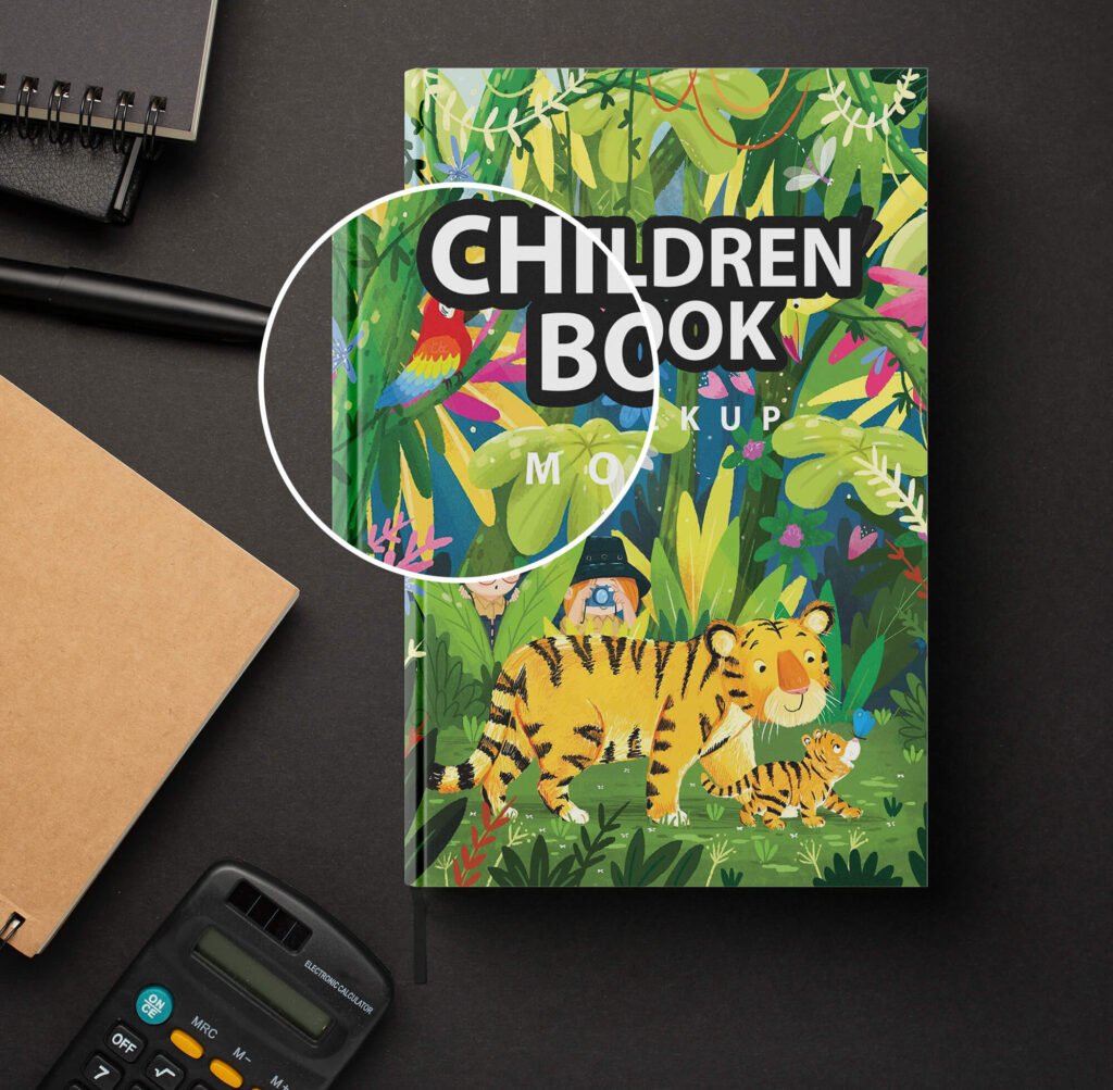 Close Up Of a Free Children Book Mockup PSD Template