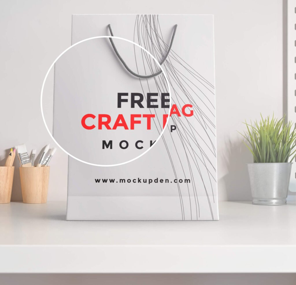 Close Up Of a Free Craft Bag Mockup PSD Template