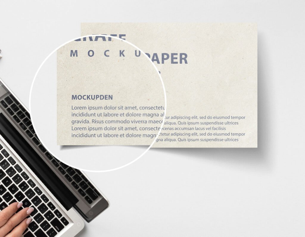 Close Up Of a Free Craft Paper Mockup PSD Template