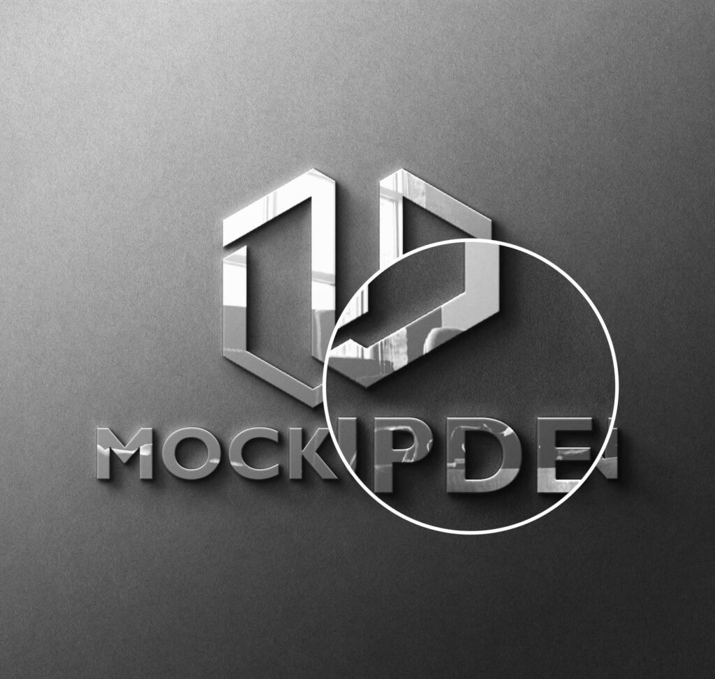 Close Up Of a Free Glossy Logo Mockup PSD Template