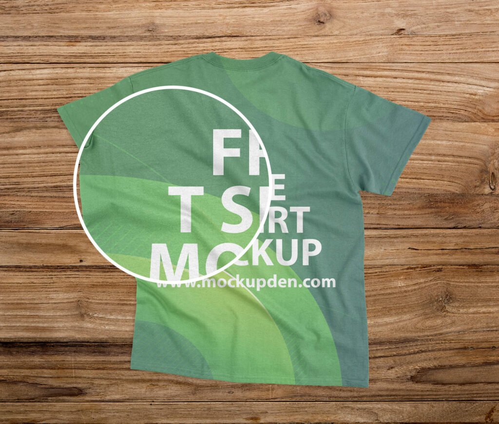 Close Up Of a Free Green T Shirt Mockup PSD Template