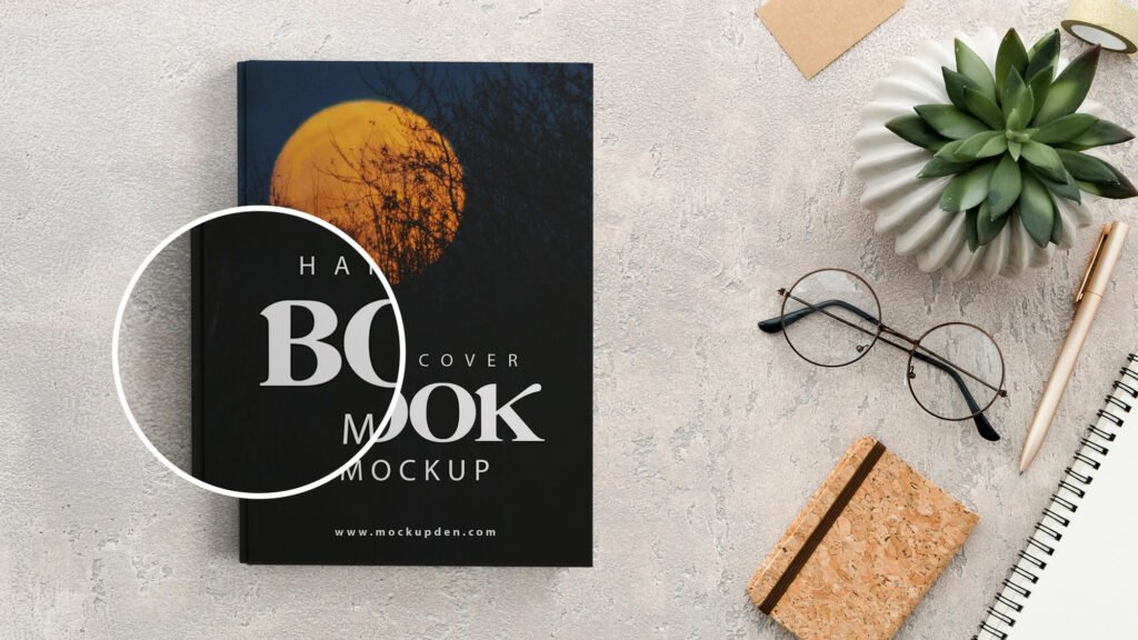 Close Up Of a Free Hard Cover Book Mockup PSD Template