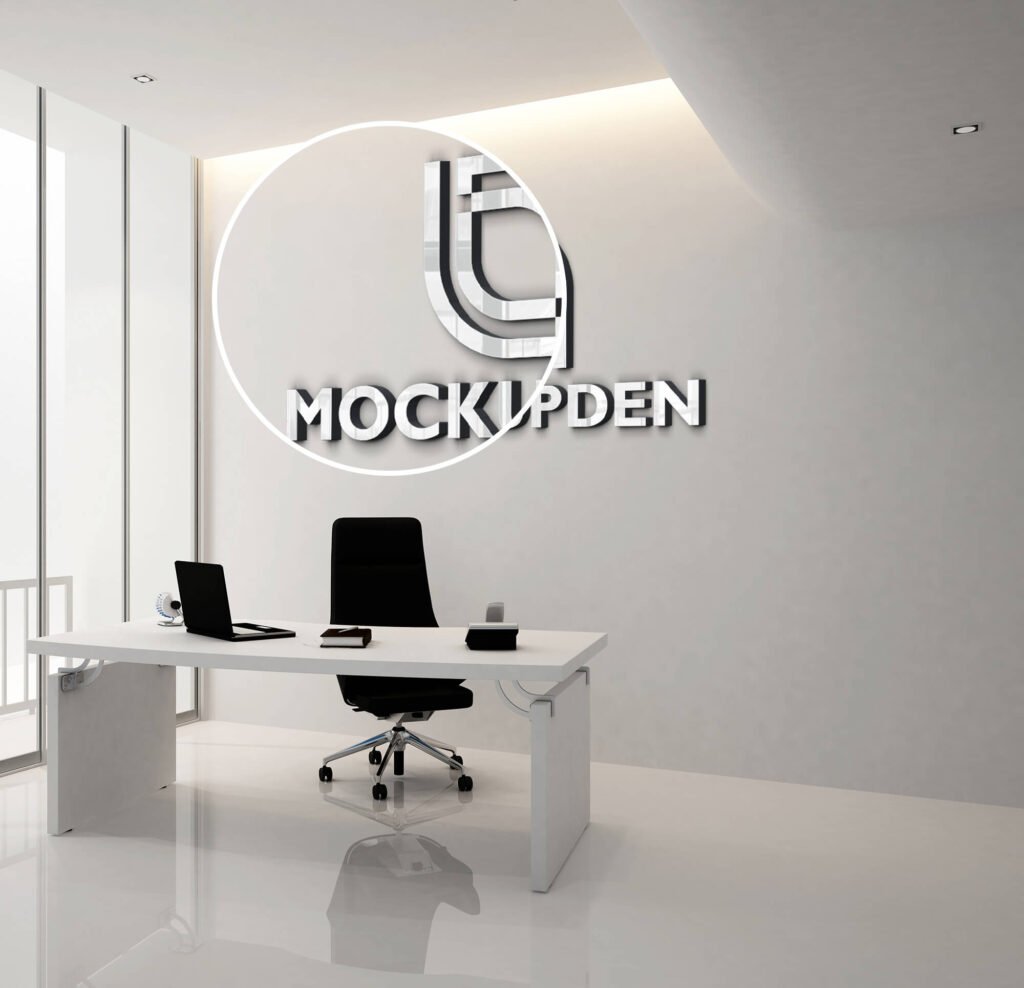 Close Up Of a Free Office Wall Logo Mockup PSD Template
