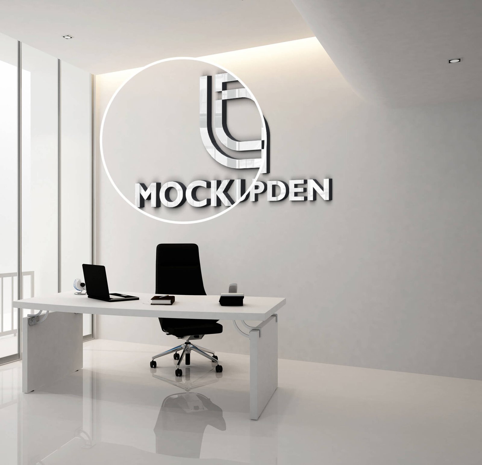 Download Free Office Wall Logo Mockup PSD Template - Mockup D