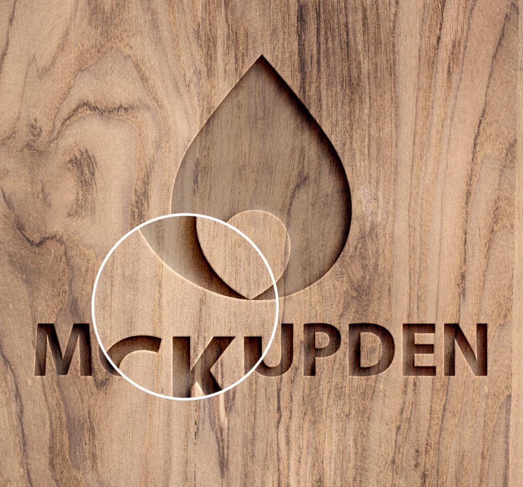Close Up Of a Free Wood Logo Mockup PSD Template