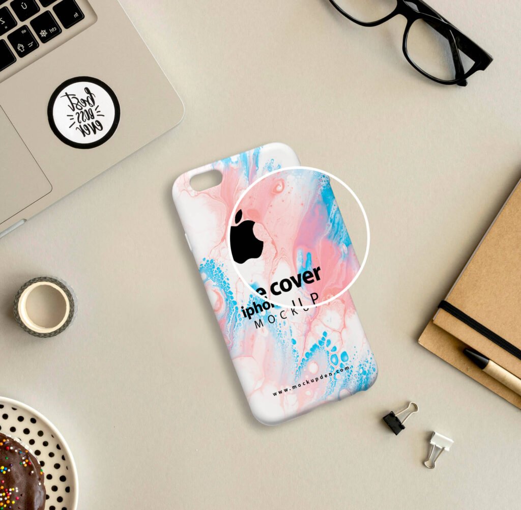 Close Up Of a Free iphone Cover Mockup PSD Template