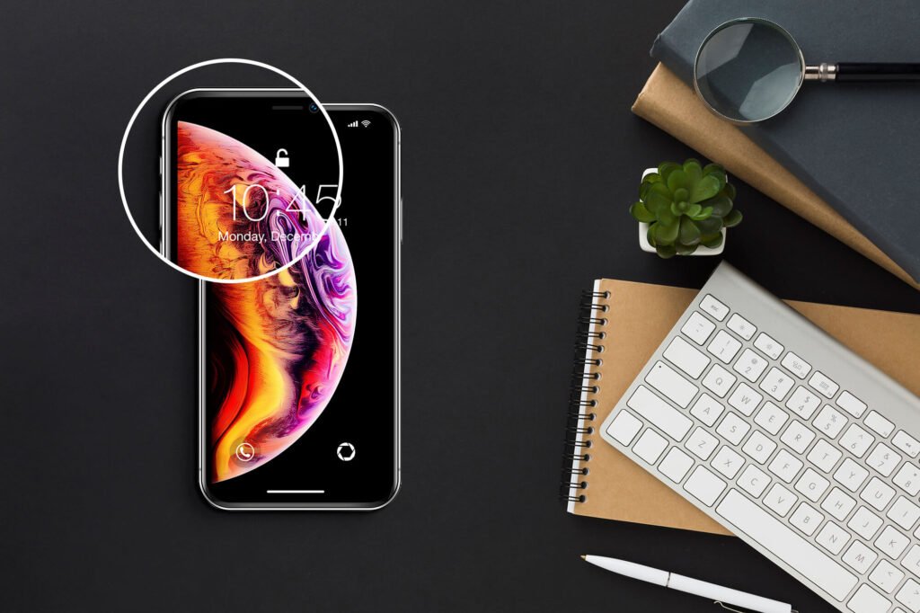 Close Up Of a Free iphone x Screen Mockup PSD Template