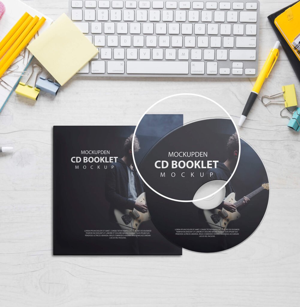 Close Up of a Free CD Booklet Mockup PSD Template