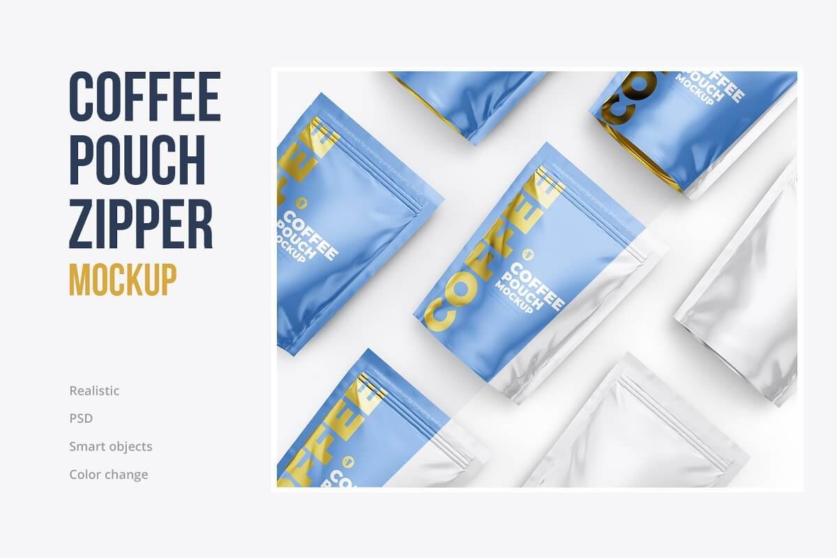 Coffee pouch mockup. Top view (1)