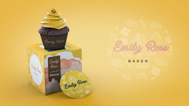 Cupcake packaging and branding mockup Free Psd (5)