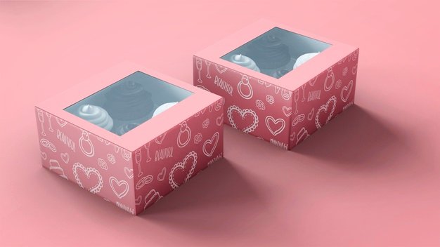 Cupcake packaging and branding mockup Free Psd (7)