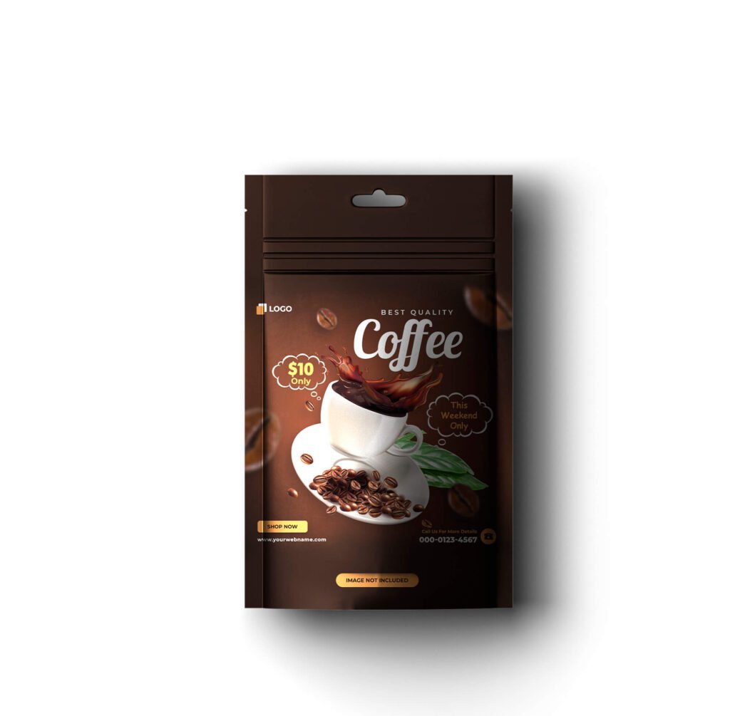 Design Free Coffee Pouch Mockup PSD Template