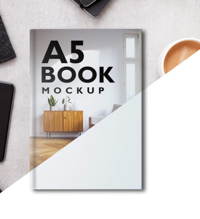 Download Free A5 Book Mockup PSD Template - Mockup Den