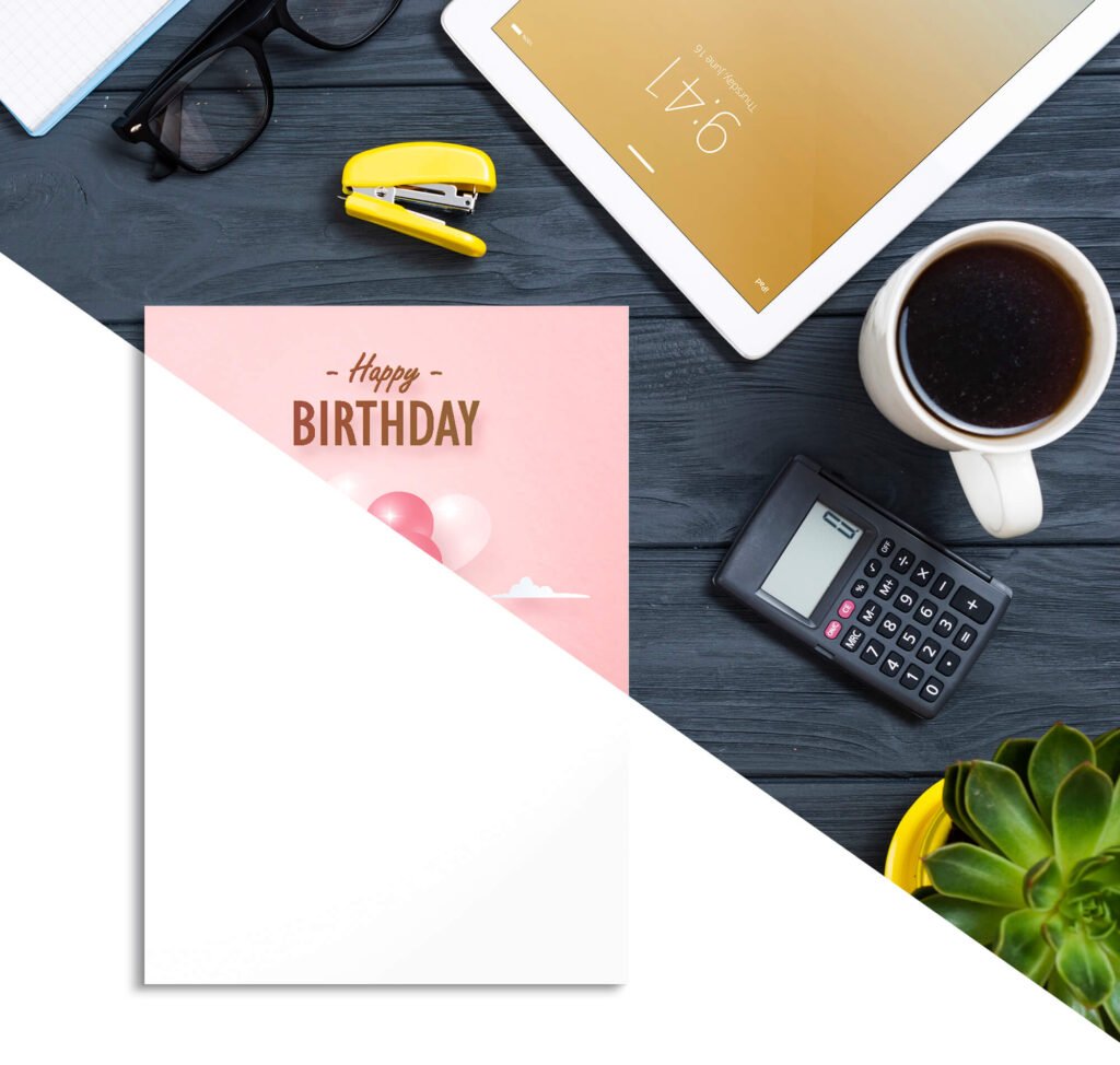 Editable Free Birthday Card Mockup PSD Template