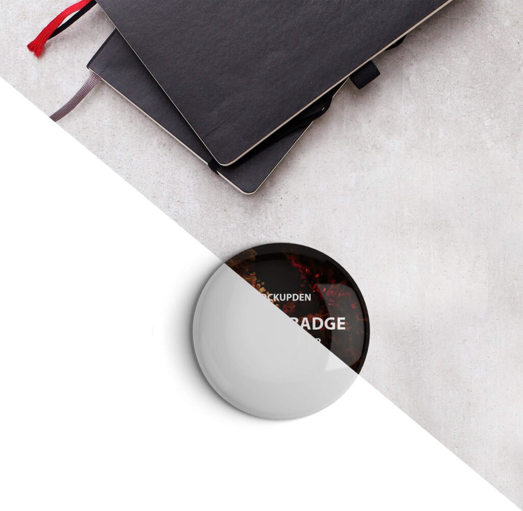 Editable Free Button Badge Mockup PSD Template