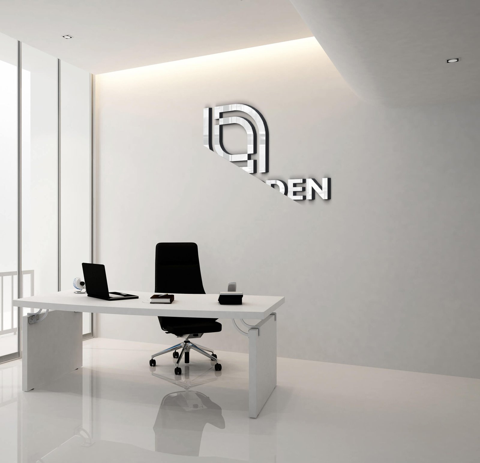 3d wall logo mockup