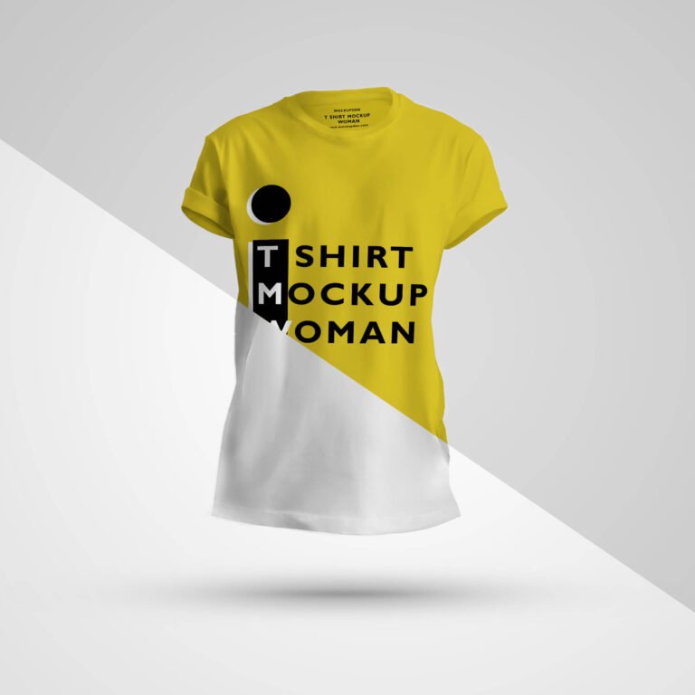 Download Free T Shirt Mockup Women PSD Template - Mockup Den
