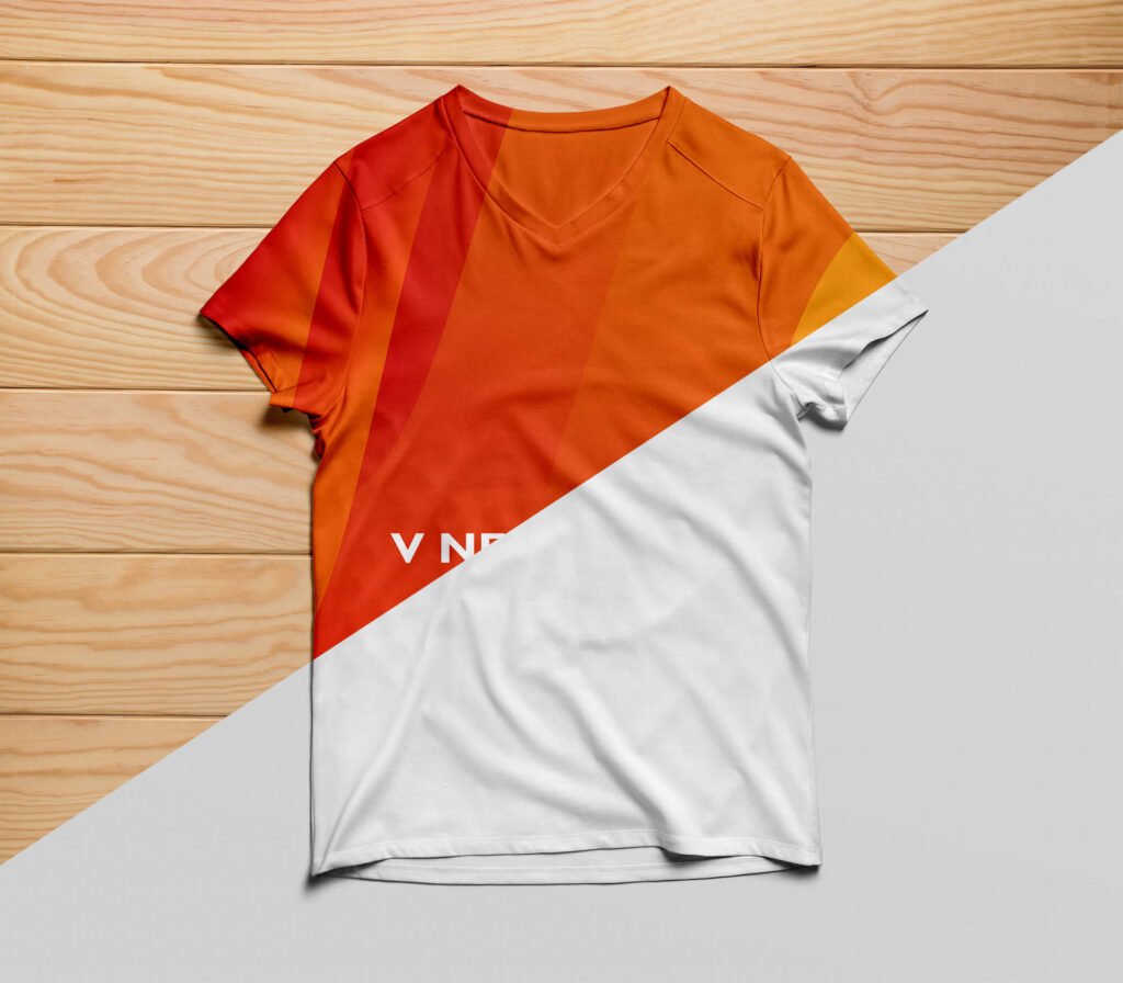 Editable Free V Neck T Shirt Mockup PSD Template