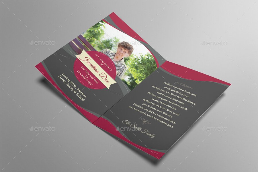 Elegant Funeral Programe Thank You Card Template (1)