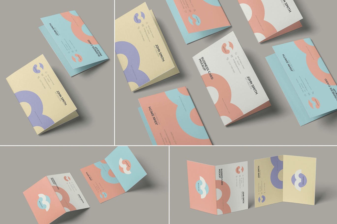 Folded Business Card Mockup