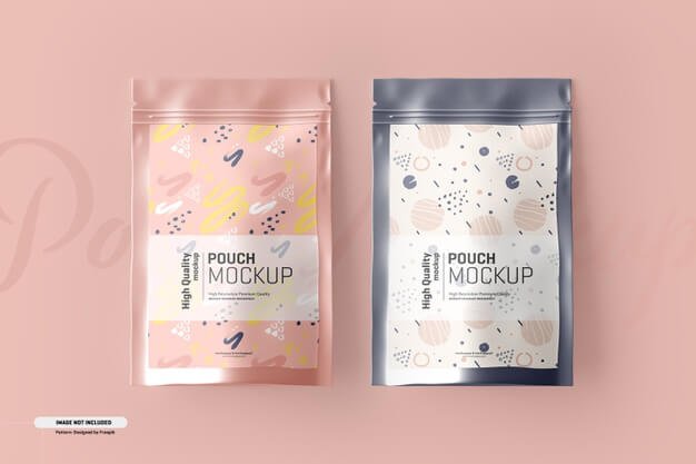 Food supplement pouch packaging mockup Free Psd
