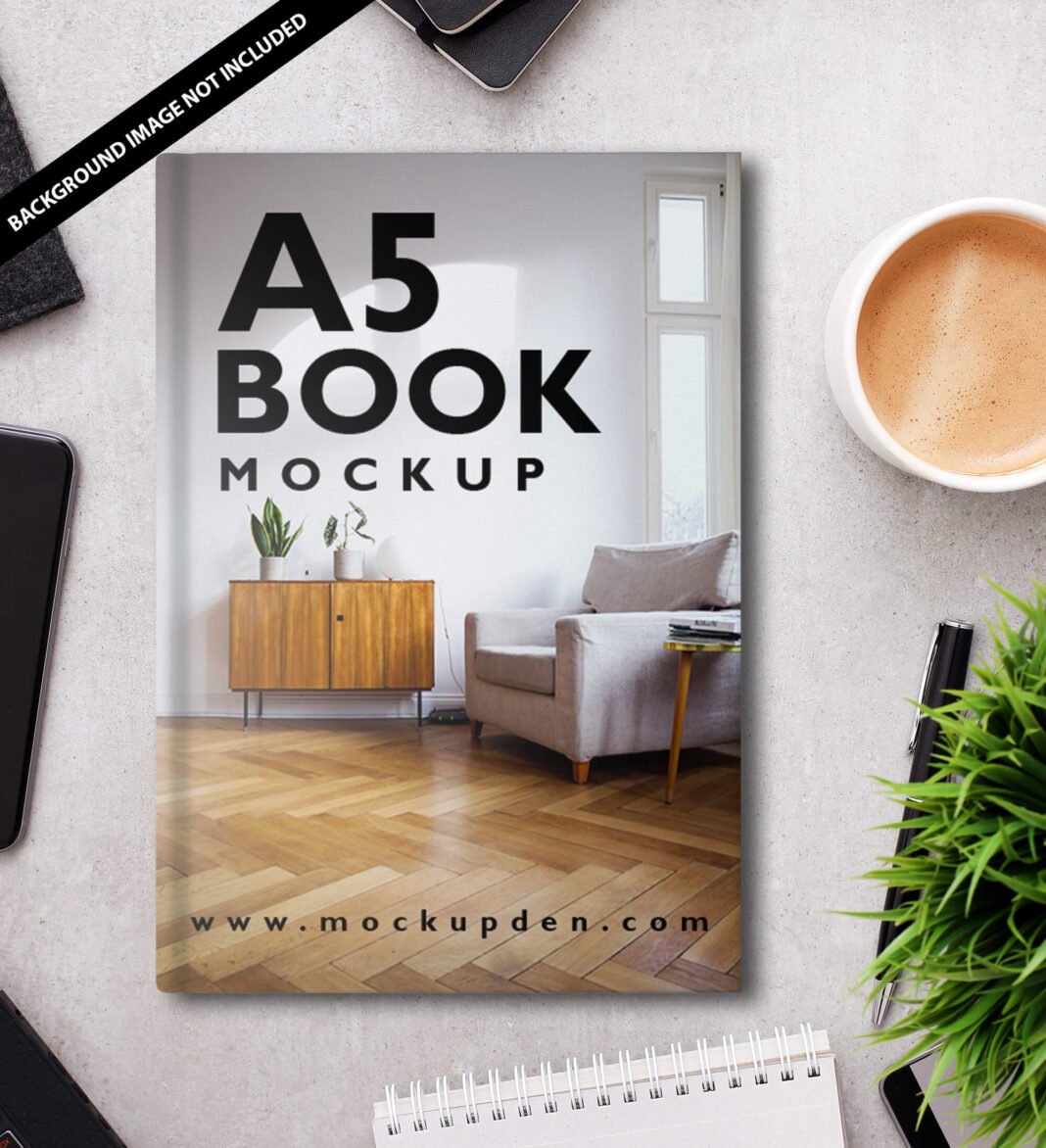 Download Free A5 Book Mockup PSD Template - Mockup Den