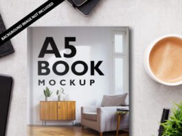 Free A5 Book Mockup PSD Template