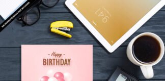 Free Birthday Cake Mockup PSD Template