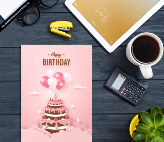 Free Birthday Cake Mockup PSD Template