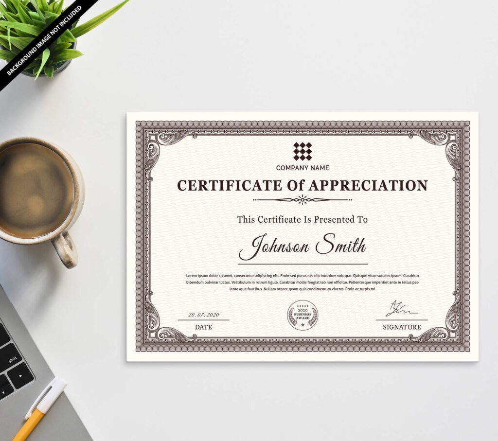 Free Certificate Mockup Psd Template Mockup Den