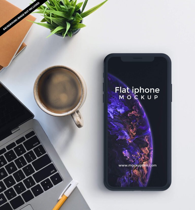 Free Flat iPhone Mockup PSD Template