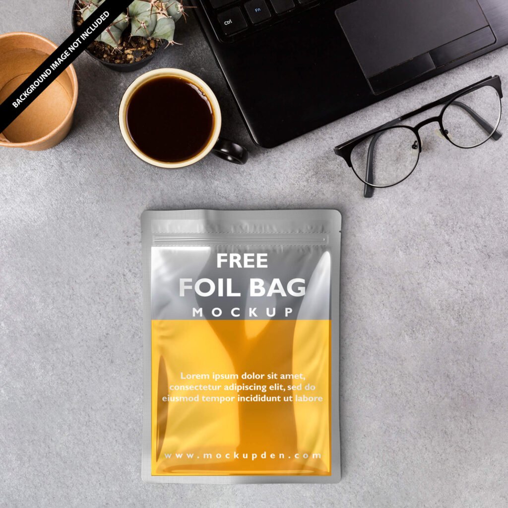 Free Foil Bag Mockup PSD Template