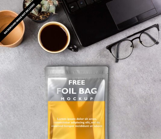 Free Foil Bag Mockup PSD Template