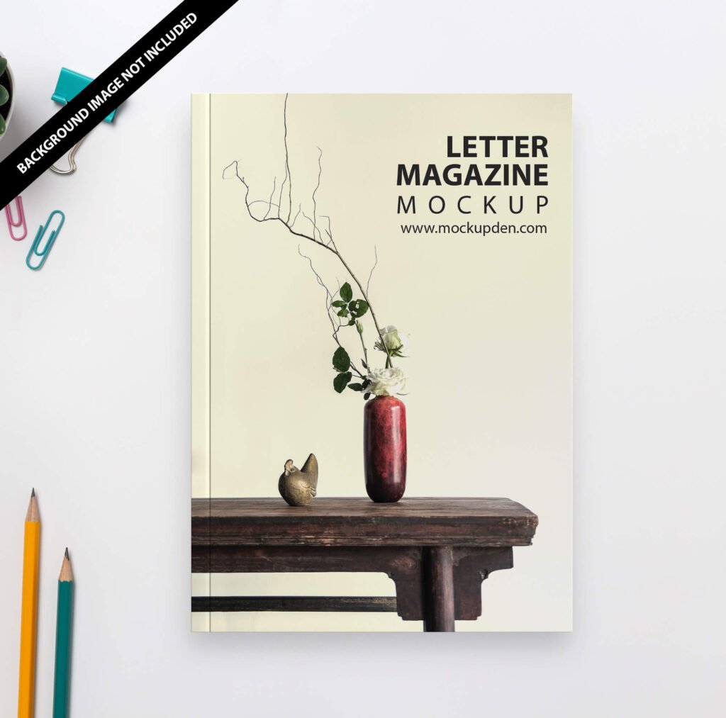 Free Letter Magazine Mockup PSD Template