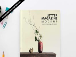 Free Letter Magazine Mockup PSD Template