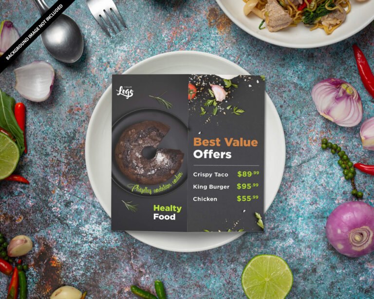 Free Menu Book Mockup PSD Template