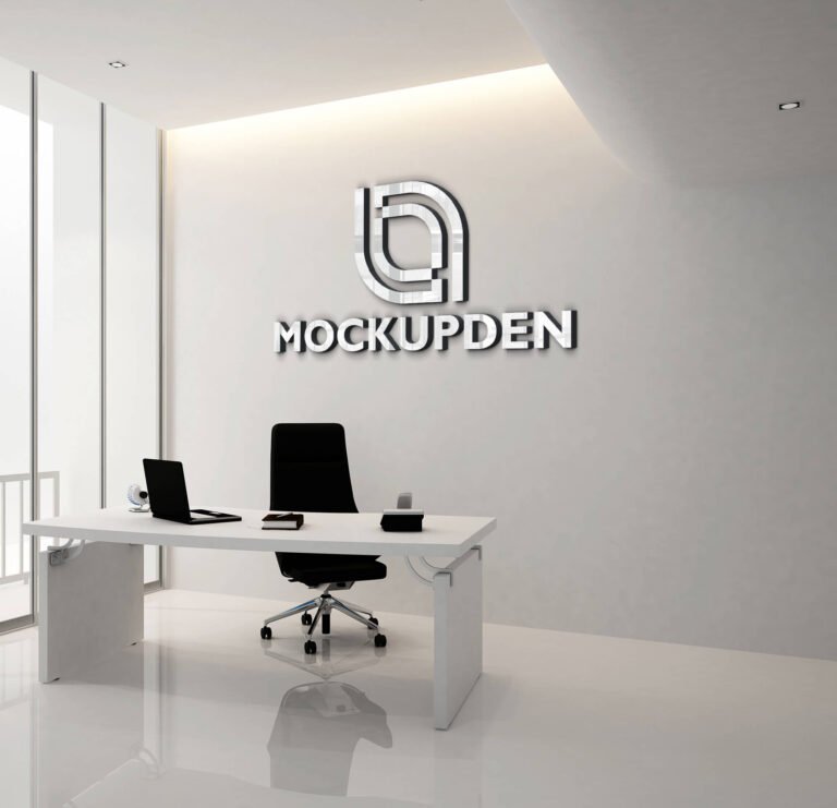 Free Office Wall Logo Mockup PSD Template