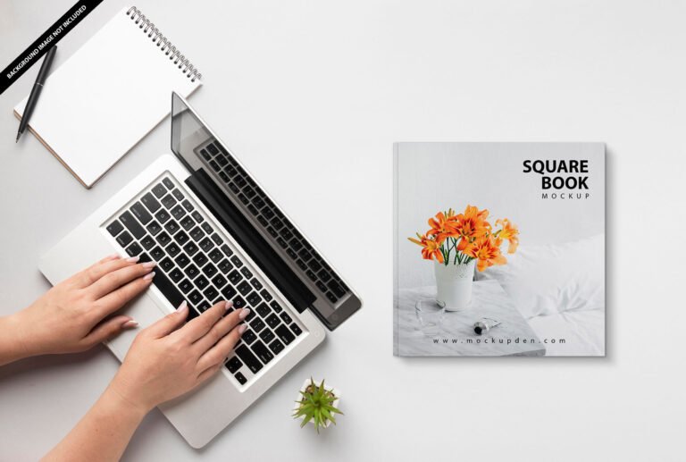 Free Square Book Mockup PSD Template