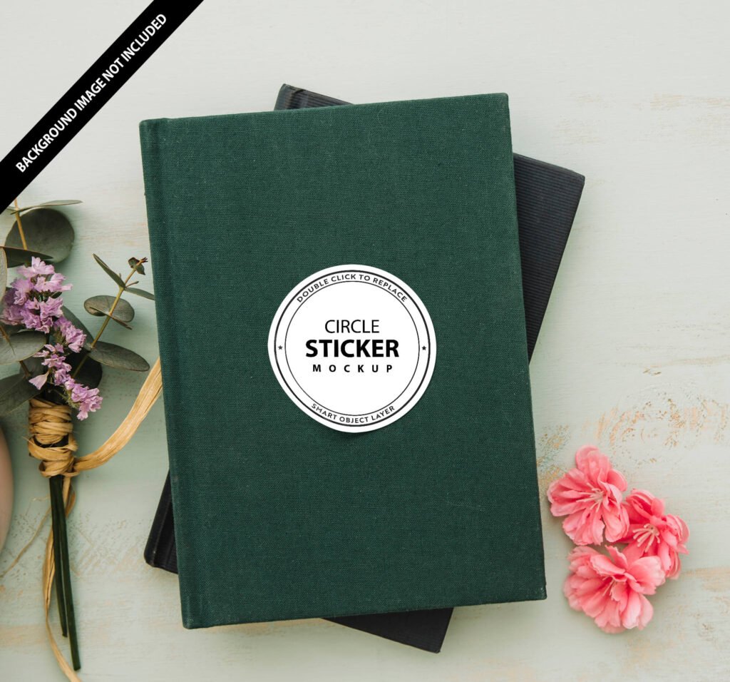 Free Circle Sticker Mockup PSD Template - Mockup Den