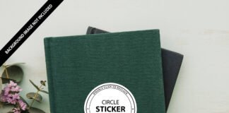 Free circle Sticker Mockup PSD Template