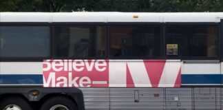 Landscape bus banner ad mockup