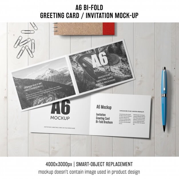 Modern a6 bi-fold invitation card template Free Psd