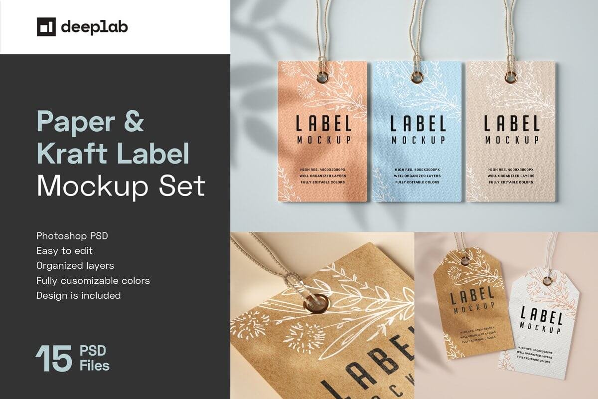 Paper & Kraft Label Tag Mockup Set (1)