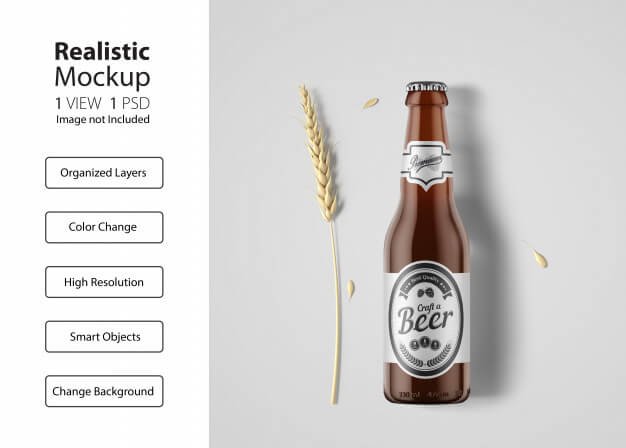 Realistic beer bottle packaging mockup Premium Psd (1)