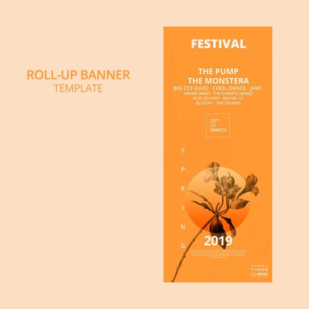 Roll up banner template with spring festival concept Free Psd
