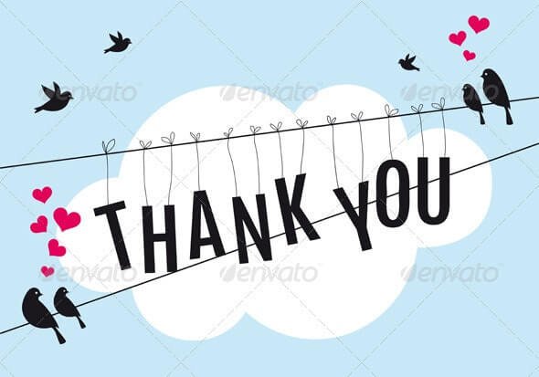 Thank You Card with Birds In the Sky (1)